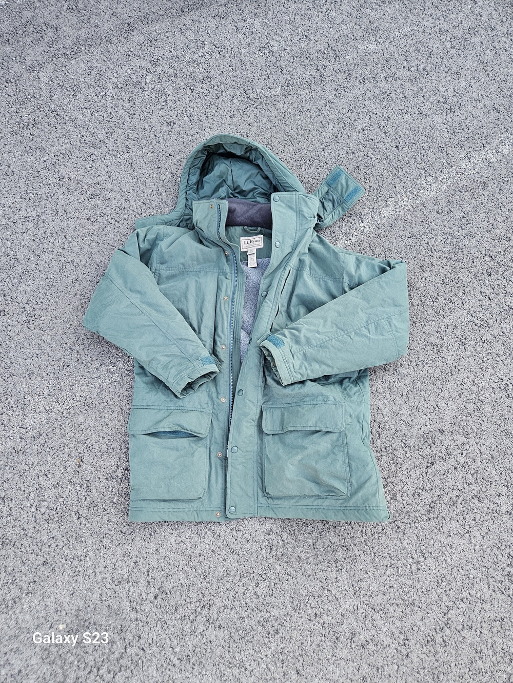 L.L.Bean Men’s Large Hooded Fleece Lined Insulated Field Jacket Green